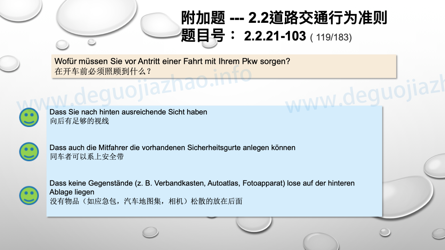 德国驾照官方理论题 章节 2.2.21 载人 